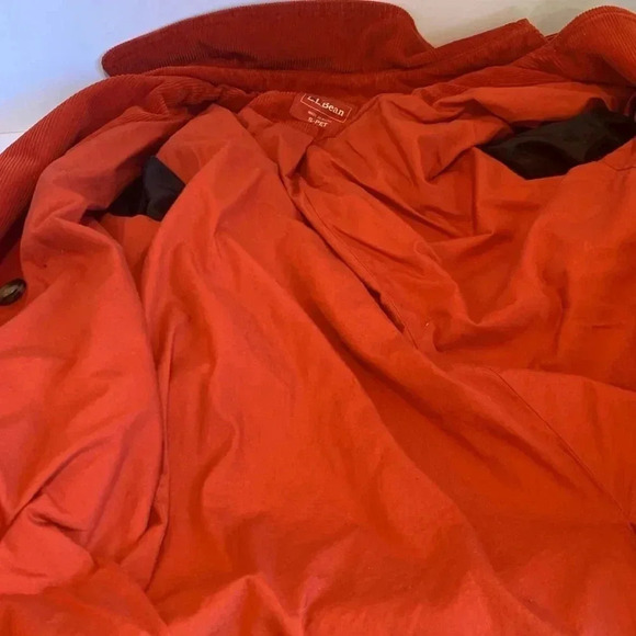 L.L.Bean Orange Corduroy Belted Trench Coat Jacket Women’s Small Petite - Picture 8 of 10